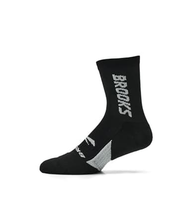 Brooks Ghost Crew Socks I Performance Running Cushioned Socks with Arch Support for Men & Women - Black/Brooks - Large