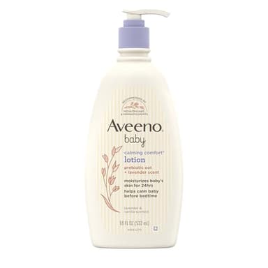 Aveeno Baby Calming Comfort Moisturizing Body Lotion with Relaxing Lavender & Vanilla Scents, Non-Greasy Baby Lotion, Nourishing Prebiotic Oatmeal, Paraben- & Phthalate-Free, 18 fl. oz
