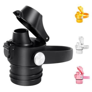 Auto Flip Lid for Hydro Flask Standard Mouth Bottle, Spout lid for HydroFlask Narrow Mouth Bottle, Replacement Lid with Button Lock, Black