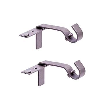 Kenney Fast Fit 5/8" No Measure Curtain Rod Brackets, Pewter
