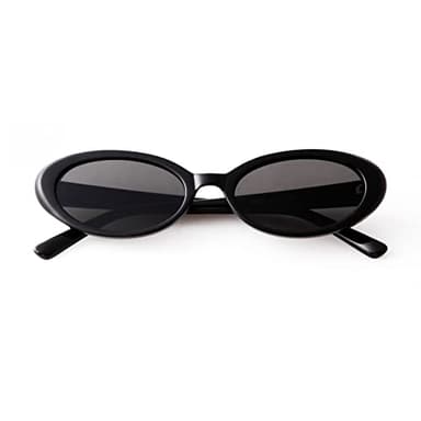 Laurinny Oval Sunglasses for Women Men Retro 90s Sunglasses Chic Small Lightweight Vintage Black Shades