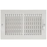 EZ-FLO 10 x 6 Inch (Duct Opening) White Air Vent Cover for Wall or Ceiling, Two-Way Ventilation Register, 13-3/4 Inch x 7-3/4 Inch (Overall Dimensions), Solid Steel HVAC Cover, 61610