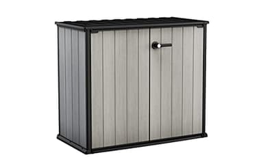 Keter Patio Store 4.6 x 4.0 ft. Resin Outdoor Storage Shed with Paintable and Drillable Walls for Customization-Perfect for Yard Tools and Pool Toys, Grey