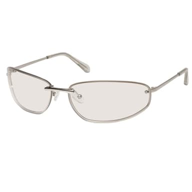 mosanana Trendy Y2K 2000s Wrap Around Sunglasses for Women Futuristic Cool Retro Vintage Rave Cute Fashion Modern Rimless Oval Rectangle Cat Eye Glasses Silver MS52584