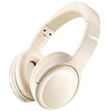 Bingozones SN-A2 Headphones Wireless Bluetooth with Mic, Lightweight On Ear Aesthetic Headphone, Deep Bass, Bluetooth 5.3, 20+H Playtime, Portable Wired Headphones for School, Travel, Gym - Beige
