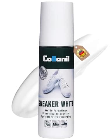 Collonil Sneaker White – 3.38 oz Liquid Cream with Sponge Applicator for White Smooth Leather Sneakers – Color Refresh & Shine Protection