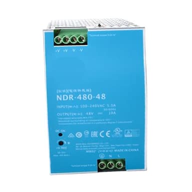 NDR-480-48 48V 10A 480W DIN Rail Industrial Switching Power Supply with Active PFC, Overload Protection for Automation Systems
