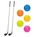SJEhome Golf Bucket 2 Clubs and Golf Bucket 5 Balls Suitable for 9 Hole Bucket Game Golf, 6 Hole Backyard Yard Practice Outdoor Indoor Golf Gifts (2 Golf Clubs+5 Golf Balls)