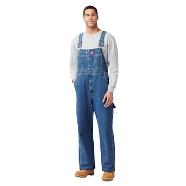 Dickies mens Denim Bib overalls and coveralls workwear apparel, Stone Washed, 36W x 30L US
