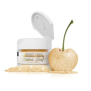 Bakell - Bright Gold Tinker Dust (5g, 1x Jar) Edible Glitter for Food, Desserts, and Beverages!