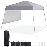Smartxchoices 8 x 8 FT Pop Up Canopy Tent - Instant Outdoor Canopy with Wheeled Carry Bag, 4 Ropes, Straight Legs, Stakes, Height Adjustable Outdoor Tent Sun Protection Beach Shelter，Silver Grey