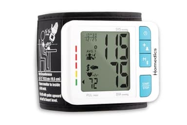 Homedics 700 Series Wrist Cuff Blood Pressure Monitor for Home Use, One-Touch Operation, Accurate Results, 2 Users, with Bluetooth Wireless Technology to The Homedics Health App (Smart)