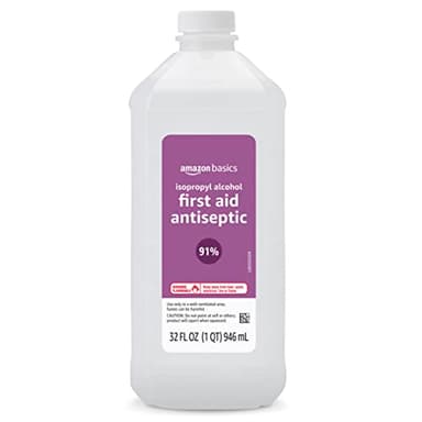 Amazon Basics Isopropyl Alcohol 91% First Aid Antiseptic, Multipurpose Disinfectant for Minor Cuts and Scrapes, Unscented, 32 fl oz Bottle, Pack of 1 (Previously Solimo)