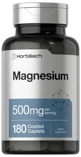 Horbäach Magnesium 500mg | 180 Caplets | Vegetarian, Non-GMO, and Gluten Free Supplement