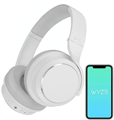 WYZE Noise Cancelling Headphones, Over The Ear Headphones with Active Noise Cancellation, High-Fidelity Sound, Transparency Mode, Alexa Built-in, White