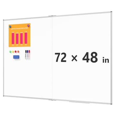 Magnetic White Board Dry Erase Board for Wall, 72" x 48" (6' X 4') Wall-Mounted Large Giant Whiteboard for School, Classroom, Office & Home
