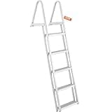 VEVOR Removable Dock Ladder 5 Steps, 350 lbs Load Capacity, Pontoon Boat Ladder with 4'' Wide Step & Nonslip Design for Ship/Lake/Pool/Marine Boarding