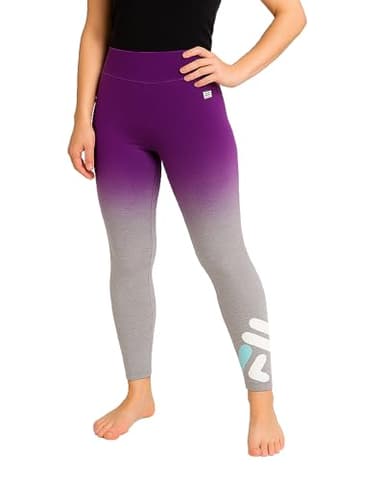Fila Girls Leggings - Soft Cotton Blend Athletic Stretch High Waisted Leggings for Girls with Elastic Waistband, Size 14, Light Grey Heather