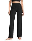 CRZ YOGA Womens Butterluxe High Waist Wide Leg Pants with Pockets 31" - Buttery Soft Comfy Casual Yoga Lounge Black Medium