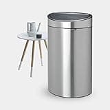 Brabantia 30 L Kitchen Touch Bin New (Matt Steel) Removable Lid, Soft-Touch Open, Easy Clean Rubbish Waste Bin + Bin Bags