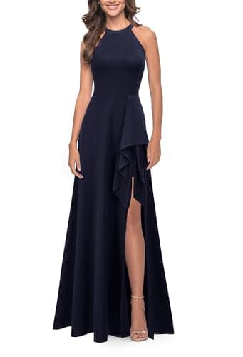 FORTRIC Women Summer Vestidos Elegantes de Mujer para Fiesta Evening DarkBlue L
