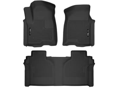 Husky Liners X-act Contour Floor Mats | Fits 2019-2026 Chevrolet Silverado & GMC Sierra 1500 & 2020-2026 Silv./Sierra 2500/3500 Crew CAB ONLY w/underseat strg | Front & 2nd Row, 3-pc Black - 54208