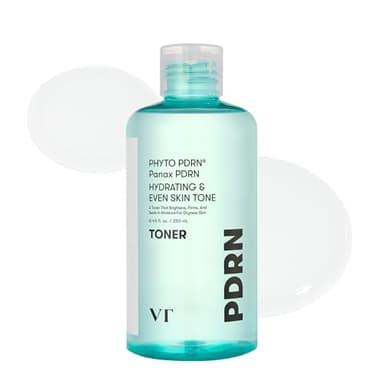 VT COSMETICS PDRN Toner, Hydrating Facial Toner with 50,000ppm Vegan PDRN, Korean Wild Ginseng, Niacinamide & Panthenol, Lightweight, Fragrance-Free, Skin Soothing, Korean Skincare (8.45 fl. oz.)
