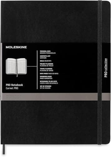 Moleskine PRO Notebook, Soft Cover, XL (7.5" x 9.5") Professional Project Planning, Black, 192 Pages