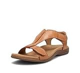 Taos The Show Premium Leather Women's Sandal - Experience Everyday Style, Comfort, Arch Support, Cooling Gel Padding and an Adjustable Fit for Exceptional Walking Comfort Caramel 10 (M) US