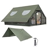 KIKILIVE Inflatable Camping Tent with Pump, 4 Season Inflatable Tents for Camping, Inflatable House Tent Waterproof Easy Setup Glamping Tent