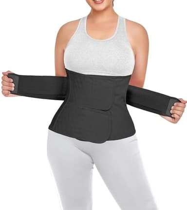 QEESMEI Postpartum Belly Band Abdominal Binder Post Surgery C-section Belly Binder Wrap Girdle Recovery Belt Back Support (Black, XX-Large)