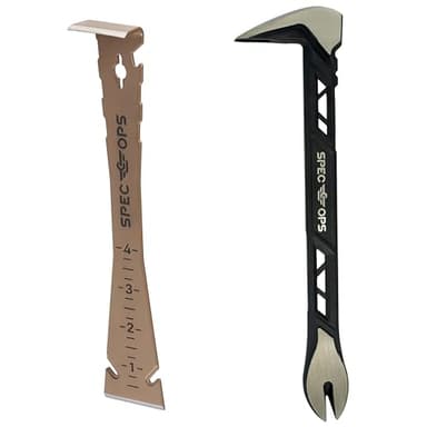 Spec Ops Tools 2-Piece Pry Bar Set, 10" Nail Puller Cats Paw Pry Bar, 9.5" Trim Bar, High-Carbon Steel, 3% Donated to Veterans