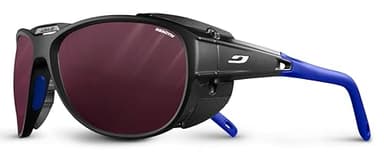 Julbo Explorer 2.0 Mountain Sunglasses - Black/Blue Frame - Transparent/Rose Lens (REACTIV 0-4 High Contrast)