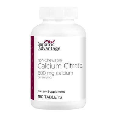 Bariatric Advantage Non Chewable Calcium Citrate 600 mg Calcium - for Bariatric Surgery Patients - Vitamin D3 - Mineral Supplements - 180 Tablets