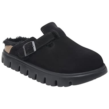 Birkenstock Papillio Women's Boston Chunky Shearling Platform Clogs, Black, EU 37 / US 6-6.5