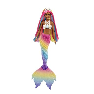 Barbie Dreamtopia Doll, Rainbow Magic Mermaid with Rainbow Hair & Light Brown Eyes, Water-Activated Color-Change Feature on Hair & Tail