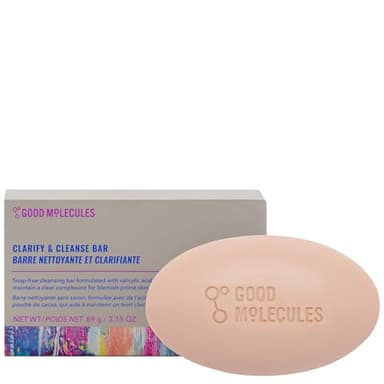 Good Molecules Clarify and Cleanse Bar - Soap Free Bar with Salicylic Acid, BHA for Skin Tone Balancing and Cleansing - Body and Facial Cleanser, Skin Care for Face