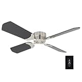 RecPro RV 12V Ceiling Fan | 4-Blade | 4-Speed | Near Silent Operation | Reversing Direction Wall Control (Brushed Nickel: Black Blades, 36")