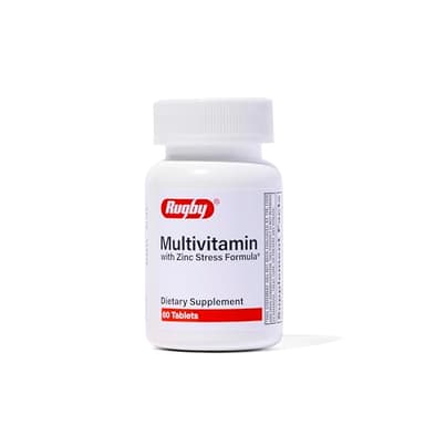 Rugby Multivitamin with Zinc Stress Formula - Dietary Supplement - 60 Tablets (1 Pack)
