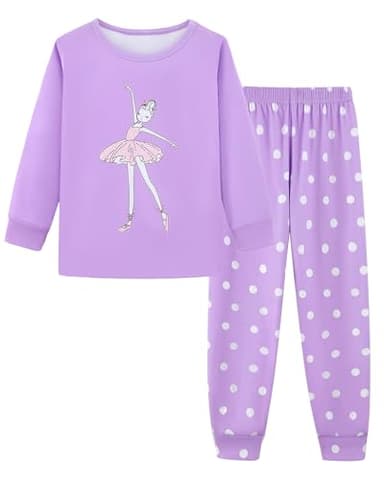 Mikrdoo Girls Clothes Long Sleeve Ribbed Knit Top and Pants Fall Winter Outfits Purple Ballet 7 Years