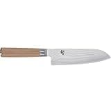 Shun Classic Blonde 7" Santoku Knife, Handcrafted Japanese All Purpose Knife, VG-MAX Core with Damascus Stainless Steel Cladding, Pakkawood Handle, Versatile Japanese Cutting Tool