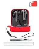 generic Silicone Case Compatible with CMF by Nothing Buds Pro2 with Keychain,Cleaning Kit and Lanyard, Soft Protective Shockproof Cover Wireless Earbuds CMF by Nothing Buds Pro 2 2024-Red