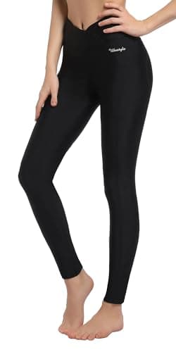 Ubestyle UPF 50+ High Waist Women's Water Pants Long Swim Leggings Swimming Tights Sun Protective (UBT3014BLACKS)