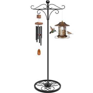 Xensdenban 63'' Double Shepherd's Hook, Adjustable Freestanding Shepherds Hook for Indoor/Outdoor Use – Ideal for Wind Chime, Bird Feeder, Lantern for Indoor & Outdoor Garden Patio Home Decor.