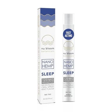 Nu Bloom Fast-Acting Sleep Spray – Natural Sleep Spray for Adults with Melatonin, L-Theanine, Hemp, and Valerian Root – Oral Sleep Aid, 8 mL (20 Servings), Made in USA