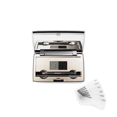 Fab Brows Duo Eyebrow Kit, Ultimate Brow Stencil Kit with Compact Powder Mirror and Eyebrow Shaper, Waterproof Eyebrow Makeup Kit Contour Palette, Eyebrow Cosmetics, (Slate/Black)