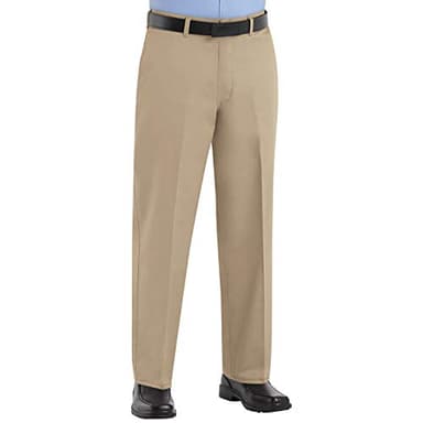 Red Kap Men's Plain Front Cotton Pant, Khaki, 34x32