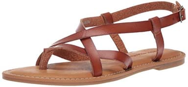 Amazon Essentials Women's Casual Strappy Sandal, Tan, 9 Wide