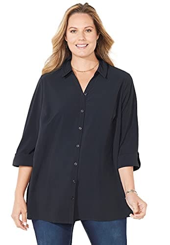 Catherines Women's Plus Size The Timeless Blouse - 1X, Black