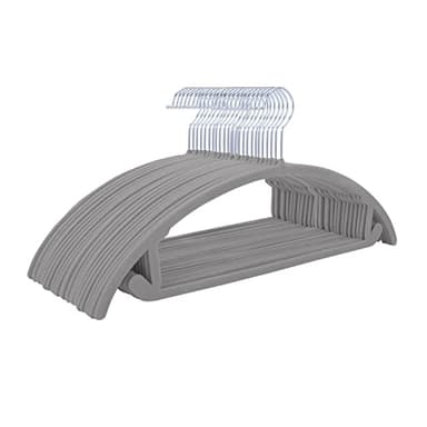 MIZGI Premium Velvet Hangers 50 Pack Heavyduty- Non Slip No Shoulder Bump Suit Hanger - Chrome Hooks,Space Saving Clothes Rounded Shape for Coat,Sweater,Jackets,Pants